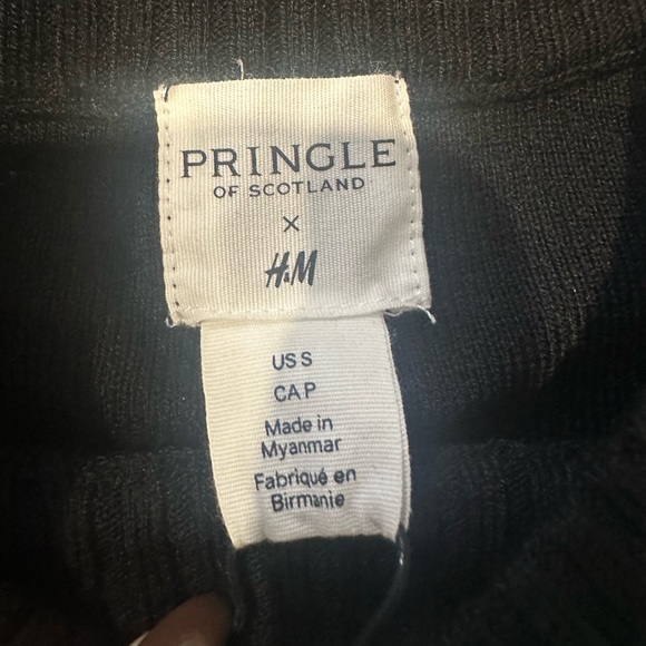 NWT Pringle Of Scotland X H&M Black White Sweater Womens Wool Blend Size Small - Picture 9 of 9